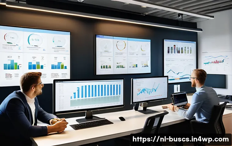 인 미디어 비즈니스의 콘텐츠 배포 스케줄 관리 - A professional Dutch marketing team in a modern Amsterdam office, analyzing social media and Google ...