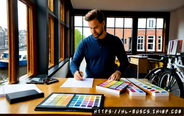 Home 17 인 미디어 비즈니스에서의 브랜딩 기법 - Photorealistic Dutch media business branding workshop in a bright Amsterdam canal-side studio, diver...