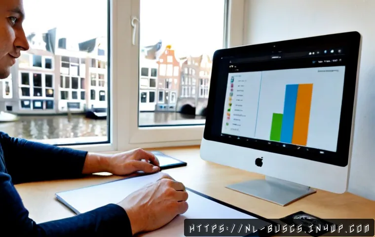 Home 17 인 미디어 플랫폼 선택 방법 - Photorealistic Dutch small-business owner in a bright Amsterdam canal-side home office, calmly compa...